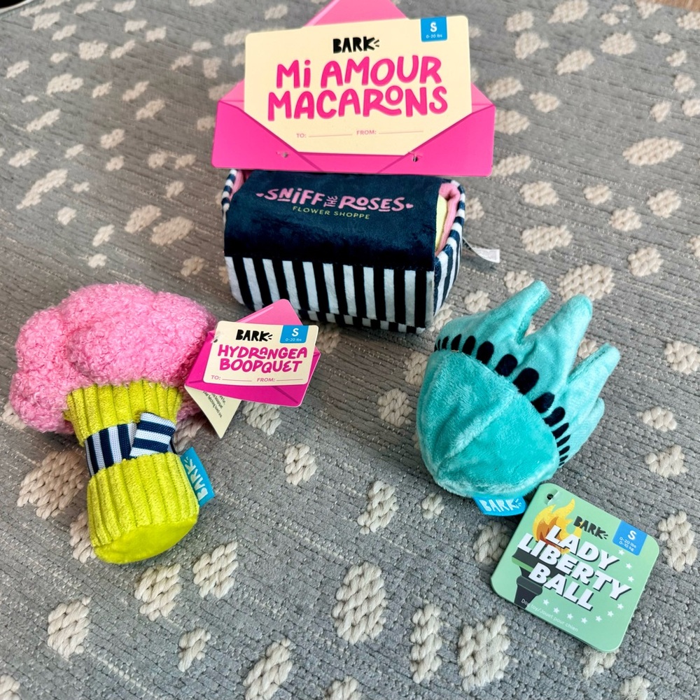 NEW! Small Dog Toys! Six Brand New Dog with Tags Bark Box Small Toys-Bark